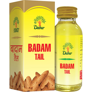 Dabur Badam Tail - 50ml | Sweet Almond Oil | Rich in Vitamin-E | For Healthy Hair & Skin | Sharpens Brain | Improves Digestion | Extracted from Almonds